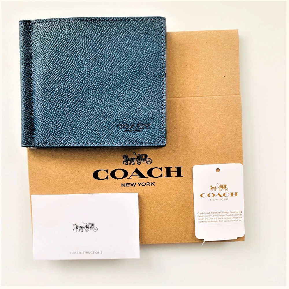 ✨NWT Coach Men’s Money Clip Leather Wallet